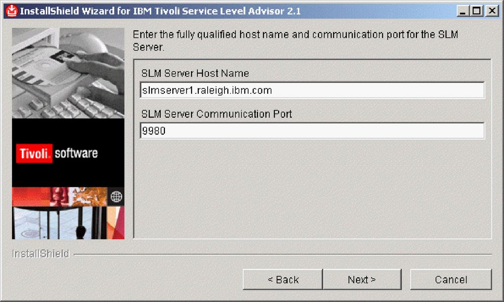 Figure 30. Specify information for communicating remotely with the SLM Serer. Step 10.