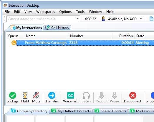 Picking up Calls Interaction Desktop can notify you of incoming interactions by: Ringing your telephone Triggering a ring tone through computer speakers Popping the Interaction Desktop and/or the