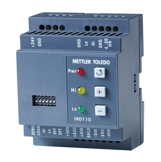 Direct Interface to PLCs and Other Control Equipment IND110 Weight Transmitter Customer benefits Compact footprint uses minimal amount of valuable enclosure space DIN