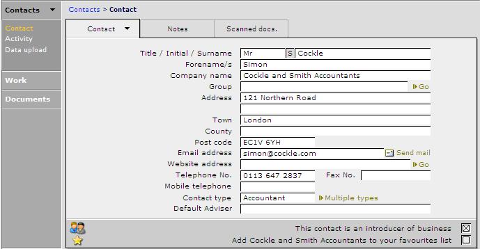 1.5. Contacts/Introducers Access the Contacts module and select the contact.