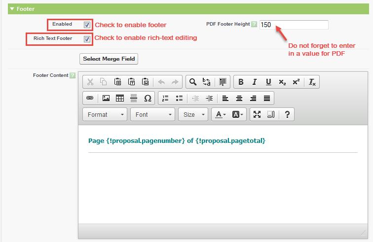 SAMPLE USE CASES If enabled, an administrator can now format a footer to contain rich text features using CKEditor-like linked images, font color, font style and size selection. SETUP 1.