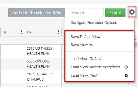 The default view will be automatically loaded when the user accesses RAI summary view of this specific account. Click on View -> Save View As to save the current view as a customized view.