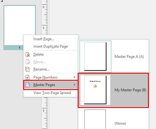 Microsoft Publisher 2016 Foundation - Page 114 From the drop down list that displays all the available master pages,
