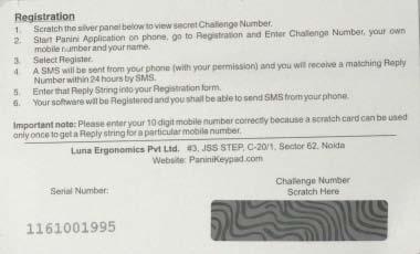 PaniniKeypad Scratch Card 1. Scratch the card to get your Challenge Number (14 digits). 2.