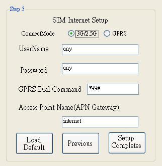 As to the setup of the Connect Mode parameter, please choose the proper network connection way for your 3G/GPS Camera between 3G/2.5G and GPRS upon the SIM card you use.