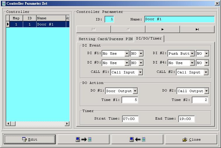 3.3 Controller Specific Parameter Setting (DI / DO / Timer) Edit controller