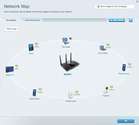Network Map Lets you display and manage all network devices connected to your
