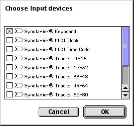 The receiving Macintosh application also must be set up to receive MIDI data from the Synclavier Keyboard virtual MIDI port. How this is done will depend on which Macintosh application you are using.