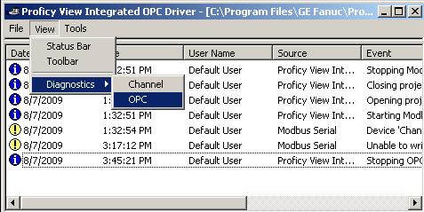 How to export OPC Driver OPC Diagnostic Log 1.) View Runtime project must be configured to use View OPC Driver. As soon as view runtime started, you will be able to see ServerMain icon.