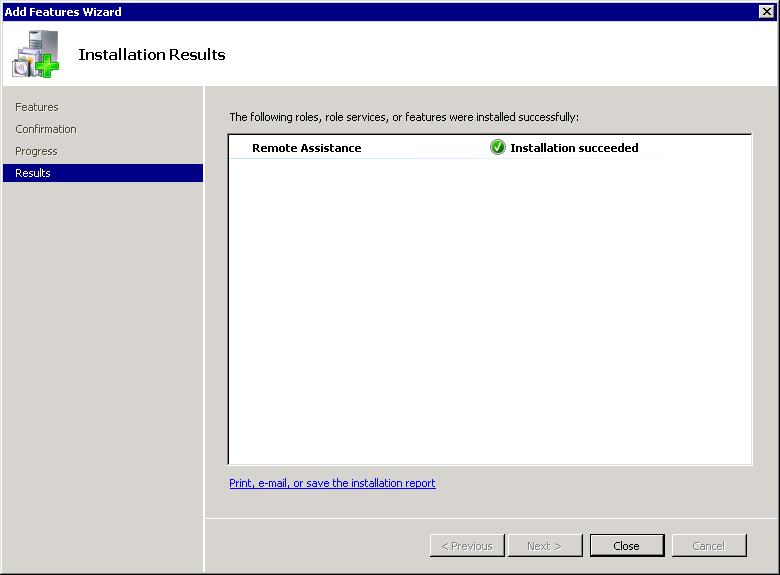 7. Wait for installation to complete and click Close. Close Server Manager. 8.