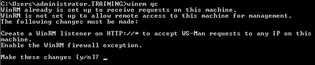 In the command prompt window enter the following command: Winrm qc WinRM is enabled, but is not setup to