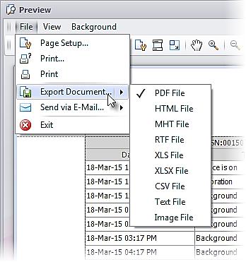 WORKING WITH PM1703MO-1BT/PM1401GNB HISTORY DATA To save the history as a *.xls file open the Data menu and select the Export command.