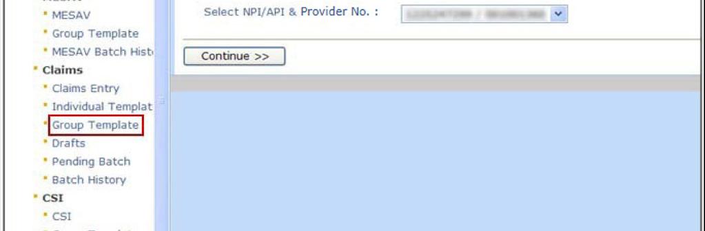 2) Select the appropriate NPI or API and provider number from the NPI/API