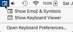 emoji viewers in menu bar) The Keyboard and Emoji viewers are now available by tapping the