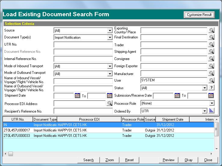10.2 LOADING FUNCTION 10.2.1 LOAD TTRS FORM In the TTRS services, user may create a notification from another notification of the same type or from another notification of the different type.