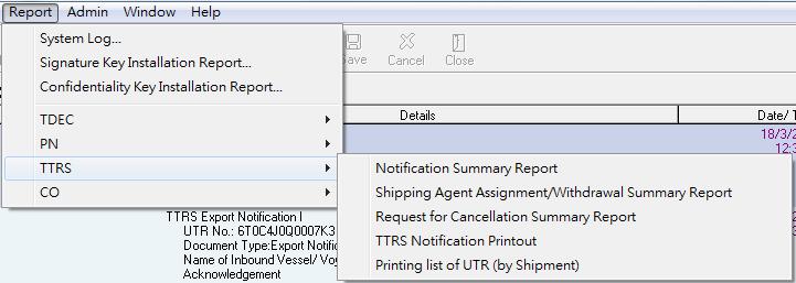 2.7 REPORT Five types of summary reports are provided in this system. User is able to select those reports by clicking menubar Report>TTRS. 2.7.1 NOTIFICATION SUMMARY REPORT On click Notification Summary Report will open the following pop up window.