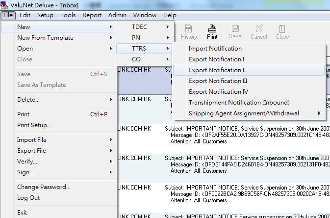 3.3 EXPORT NOTIFICATION II The followings are features and procedures to create a fresh Export Notification II (ENII). 3.3.1 OPEN BLANK NOTIFICATION 1.