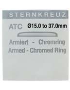 WATCH GLASSES Standard Chrome Ringed ATC Standard Chrome Ringed ATC Tension (Armoured) Ring - Standard Ring - Chrome Colour - Sternkreuz ATC Range: Ø15.0 to 37.2mm All sizes, (eg. 15.0, 15.1, 15.