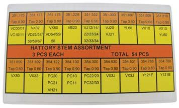 60, YL50A 351-652 Standard, YTXX S45736 Hattori Stem Kit (24 Part Numbers) Miyota Stem Kit (12 Part Numbers) PACK*48 13.