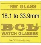 WATCH GLASSES 286 Flat Top BCL RM Flat Top, BCL RM Flat Top Raised Round Acrylic - BCL (RM or BRM) Range: Ø18.1 to Ø33.9mm (whilst stock lasts) glasses without gasket.