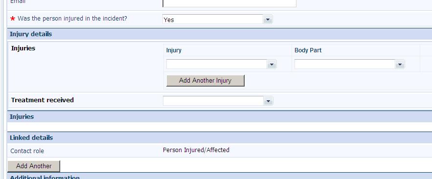 You are also given the option to specific whether any other people were injured/affected by the