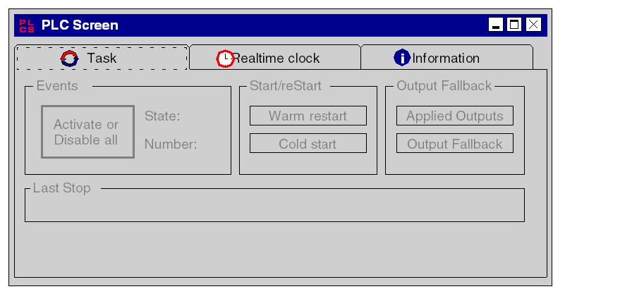 Configuring a Modicon Quantum Hot Standby with Unity System Using the Animation Tab and PLC Screen Dialogs Accessing the PLC Screen Dialogs To access the Task, Realtime clock, and Information tabs of