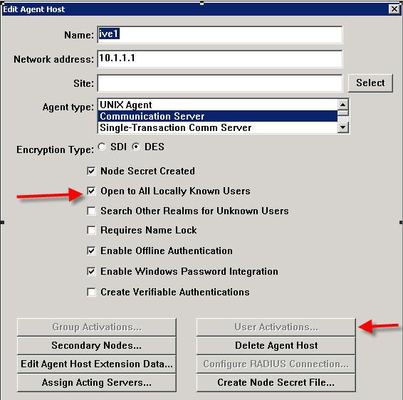 h. Click OK to add the IVE as an Agent Host to the RSA Authentication Manager s database.