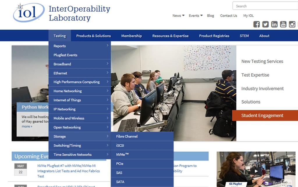 UNH IOL Successful Multivendor Interoperability Test UNH-IOL neutral multi-vendor interoperability testing since 1988 This May hosted the first test for NVMe-oF Test coincide with regularly scheduled