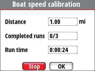 When the boat gets to the predetermined starting position of the distance reference calculation, start the calibration timer.