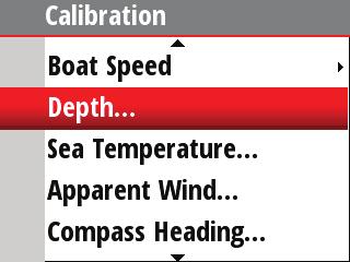 Depth A datum (offset value) can be set, such that the depth display refers to either the water line or the base of the keel. +VE: Positive Datum for Waterline (0.
