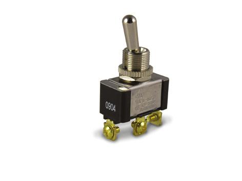 Toggle Versatile toggle switch family with multiple position configurations. Available in single or double pole. Perfect for industrial equipment or emergency lighting. 1 2" mounting hole required.