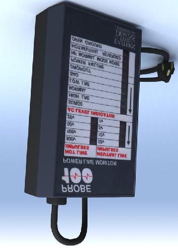 Probe 100 Monitor Tool Box size monitor measures common-mode noise, spikes, high frequency noise, surges, sags, power failures, and power dropouts Determines if the outlet is wired properly Detects