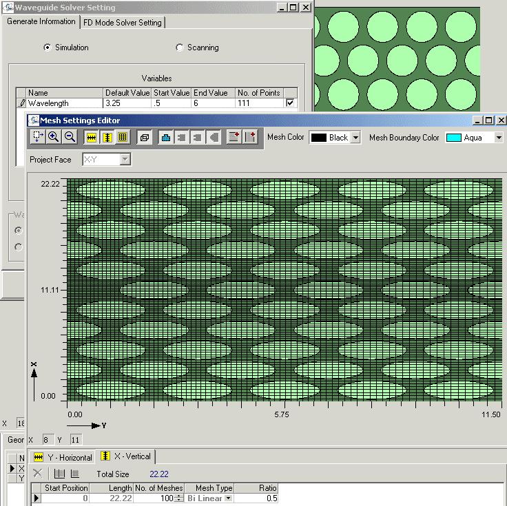 In order to achieve accurate results, make sure that the mesh boundaries are both coincident with the dielectric boundaries (for example, use the multi-section mesh button), as well as being similar