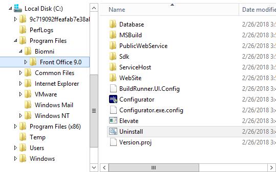 utable, Front Office 9.0.exe. Double clicking on the exe launches windows installer, which copies all the relevant files onto disk.