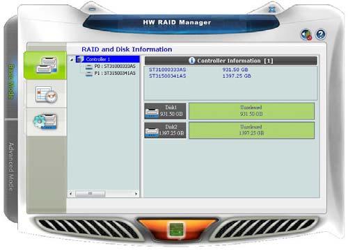 To set the RAID mode with RAID Manager software, click the RAID Manager icon to run the program, then follow the instructions on the RAID Manager dialog box to set the RAID mode by PC Attention 1.
