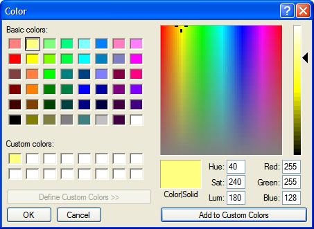Select the desired color from the list of colors.