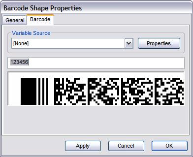 2.4.9 Adding A 1D Bar Code Click the bar code tool on the shape toolbar; the pointer changes from a pointer to a cross.