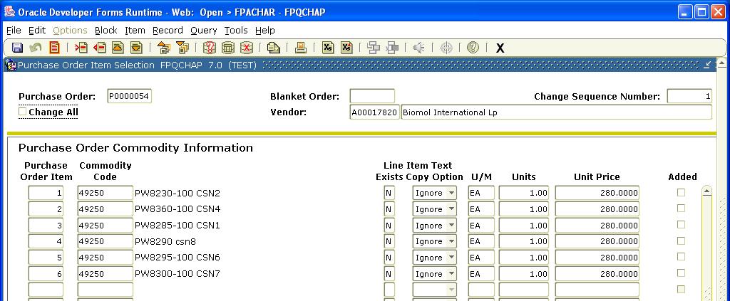19. Select Commodity/Accounting Information from the Options menu. a.