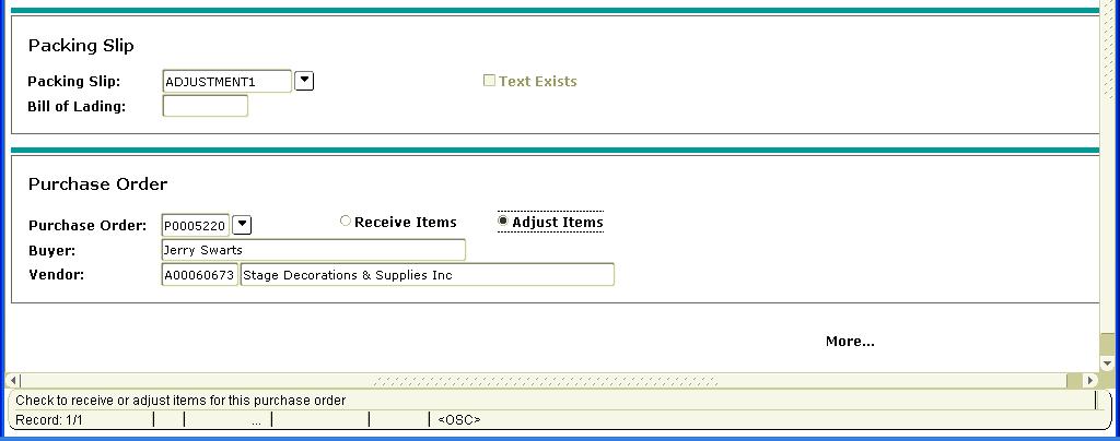 The Buyer and Vendor fields are automatically populated from the purchase order. 13.