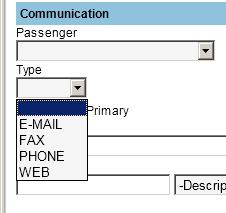 From the drop down menus select the passenger the new communication is