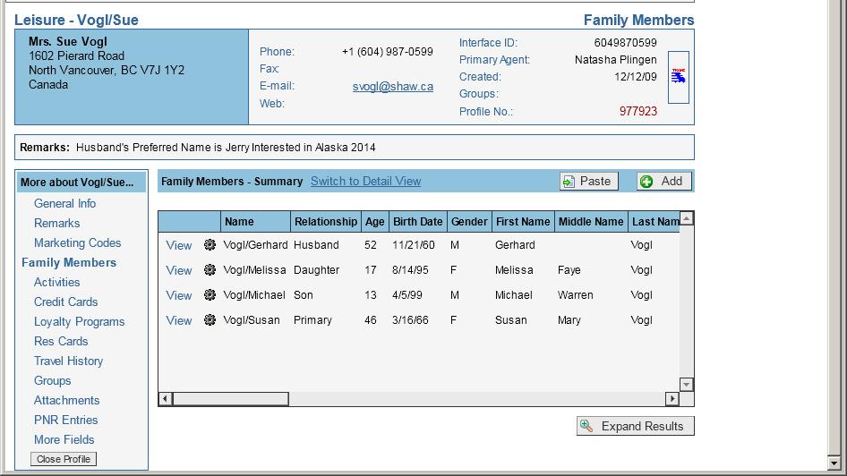 Family Members From the More About side bar, located on the left hand side of the page, click Family Members. The Family Members section will be displayed.