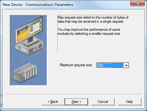 6 Fanuc Focas HSSB Driver Communications Parameters Description of the parameter is as follows: Maximum Request Size: This parameter specifies the number of bytes that may be