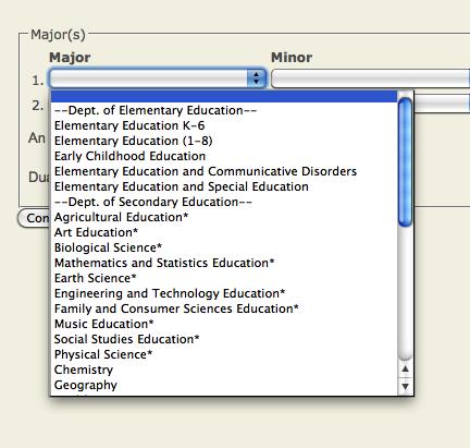 Select Your Major(s) and Minor(s) Choose you appropiate Major(s) and/or