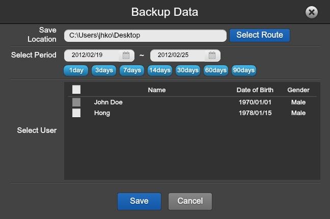 3.6.3 Backup Data Click the 'Backup Data' and the following screen appear. A B C Displayed Item Description A.