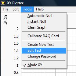 Editing Tests Select Menu option Tools Edit Test to edit a previously defined test type.