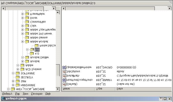 dor-specific node, for example, Adobe. e. Continue naigating until you hae located the registry key for the application.