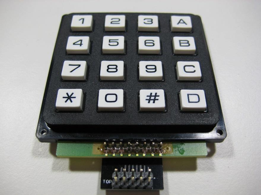 The keypad will be used to provide user input to the µpad. Solder the 8 pin header of the keypad breakout board directly to the keypad.
