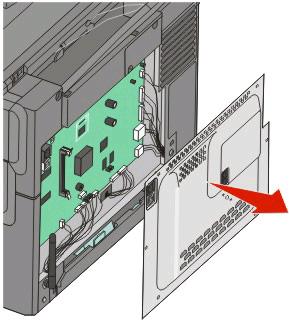 If you have any other devices attached to the printer, then turn them off as well, and unplug any cables going into the printer. 1 Access the system board on the back of the printer.