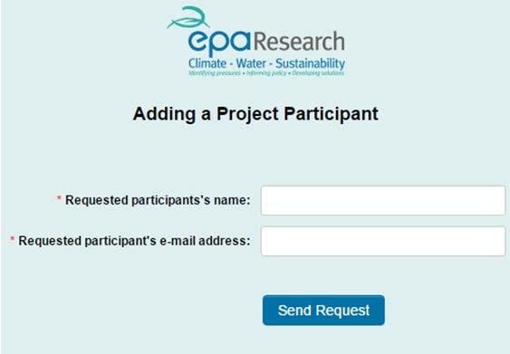 2. The Adding a Project Participant Window will open as shown in the screenshot below.