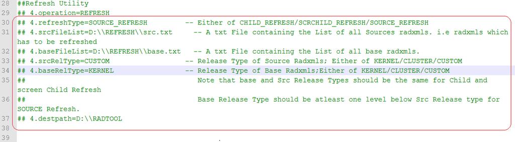 srcreltype: Provide the release type of Source Radxmls list(kernel/cluster/custom) basereltype: Provide the release type of base Radxmls list (KERNEL/CLUSTER/CUSTOM) destpath: Provide the path where